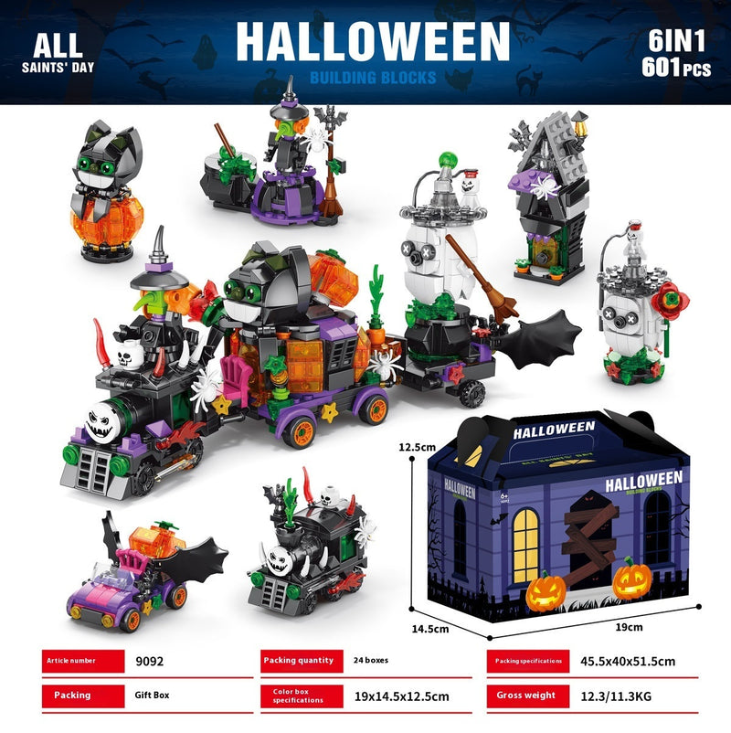 Halloween Pumpkin House Ghost House Building Blocks – Spooky Haunted House DIY Toy Set