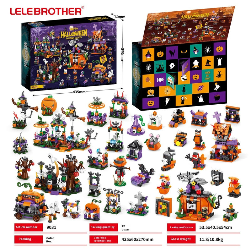 Halloween Pumpkin House Ghost House Building Blocks – Spooky Haunted House DIY Toy Set