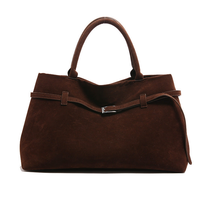 Decorative Design Solid Faux Suede Handbag Large Capacity Casual Tote Bags For Women Tote Design Portable Shoulder Bag