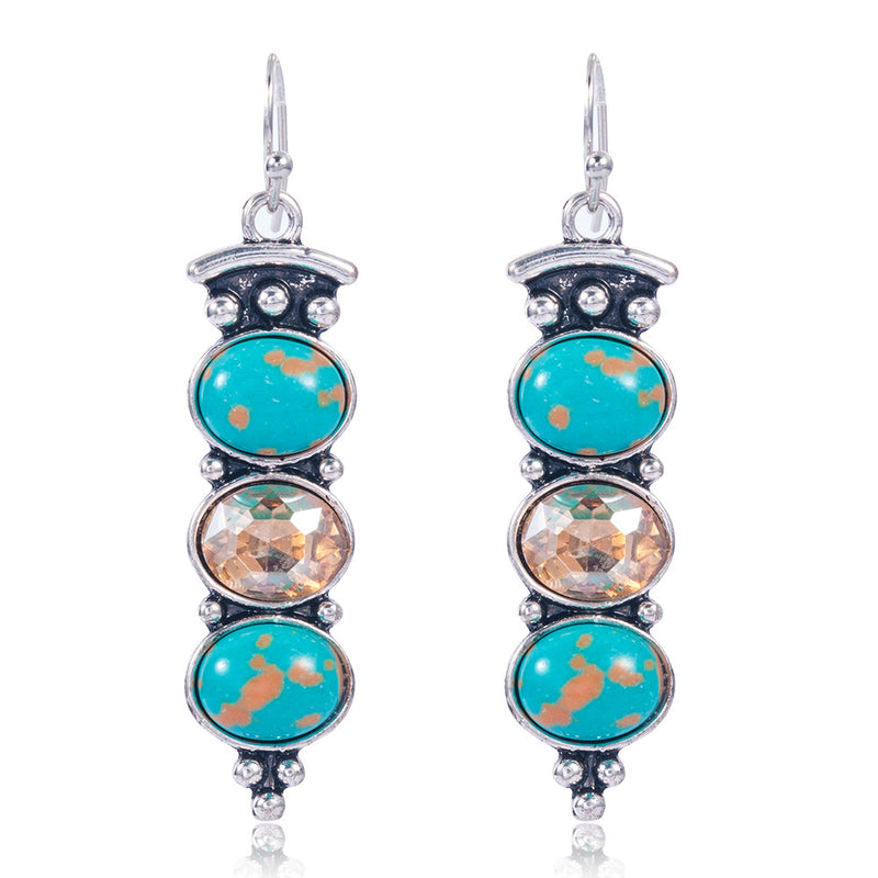 Fashion Creative Plated S925 Vintage Thai Silver Turquoise Earrings
