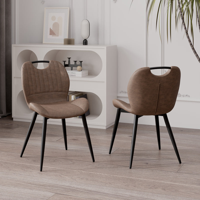 The modern dining chairs are covered by water-resistant quality leather, Armless Design ,Long-lasting Materials