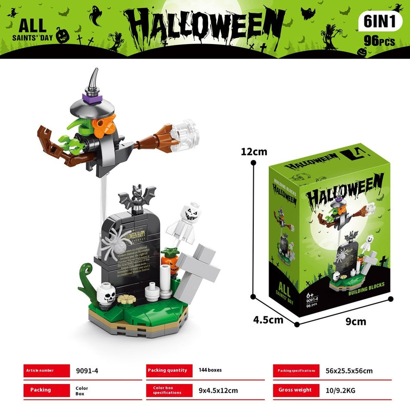 Halloween Pumpkin House Ghost House Building Blocks – Spooky Haunted House DIY Toy Set