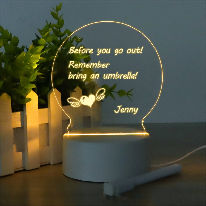 3D Light Acrylic Panel Handwritten Message Board Eraseable