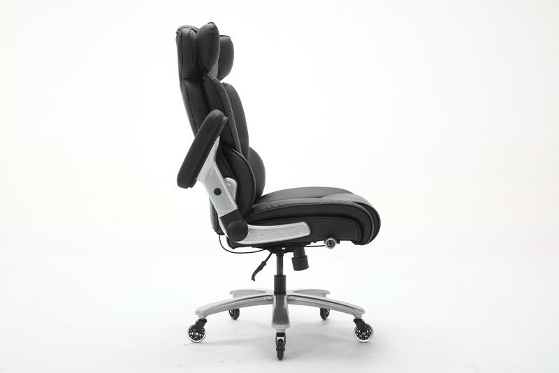 Big And Tall Office Chair 500lbs With Adjustable Lumbar Support, Executive Office Chair With Flip-up Armrest And Wider Seat, Ergonomic Leather Chair Breathable