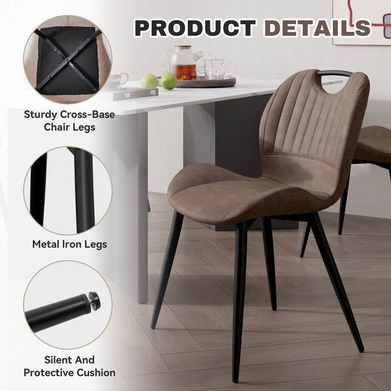 The modern dining chairs are covered by water-resistant quality leather, Armless Design ,Long-lasting Materials
