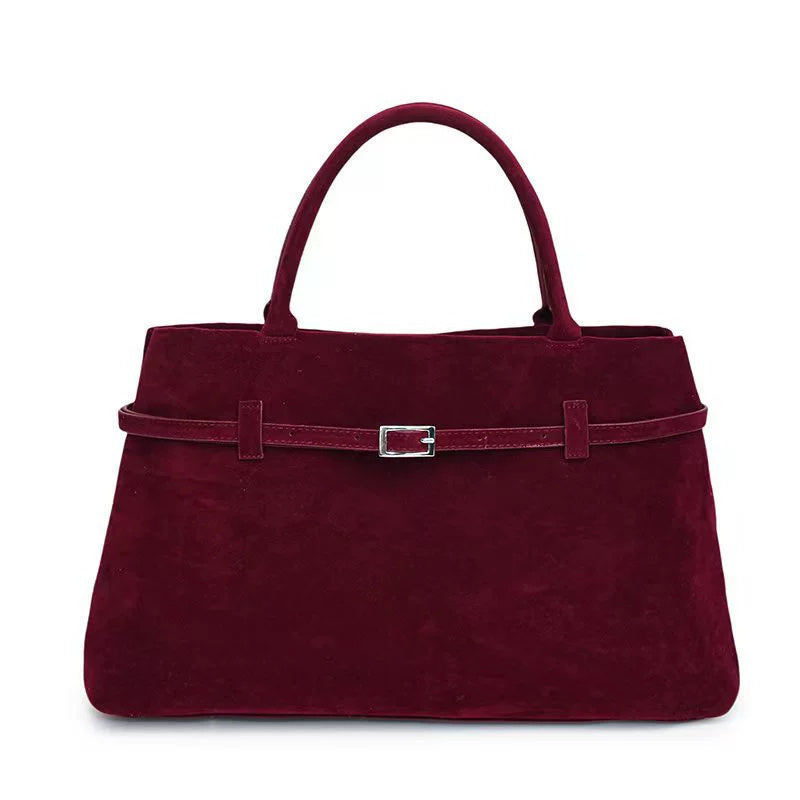 Decorative Design Solid Faux Suede Handbag Large Capacity Casual Tote Bags For Women Tote Design Portable Shoulder Bag