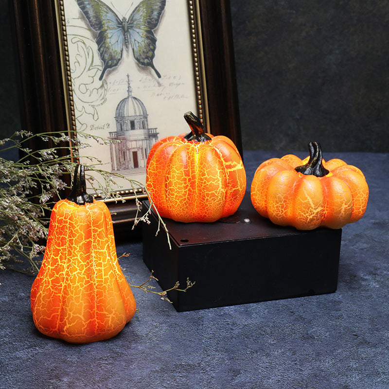 Halloween Pumpkin Lantern – LED Candle Lamp, Resin Simulation Luminous Pumpkin Decor