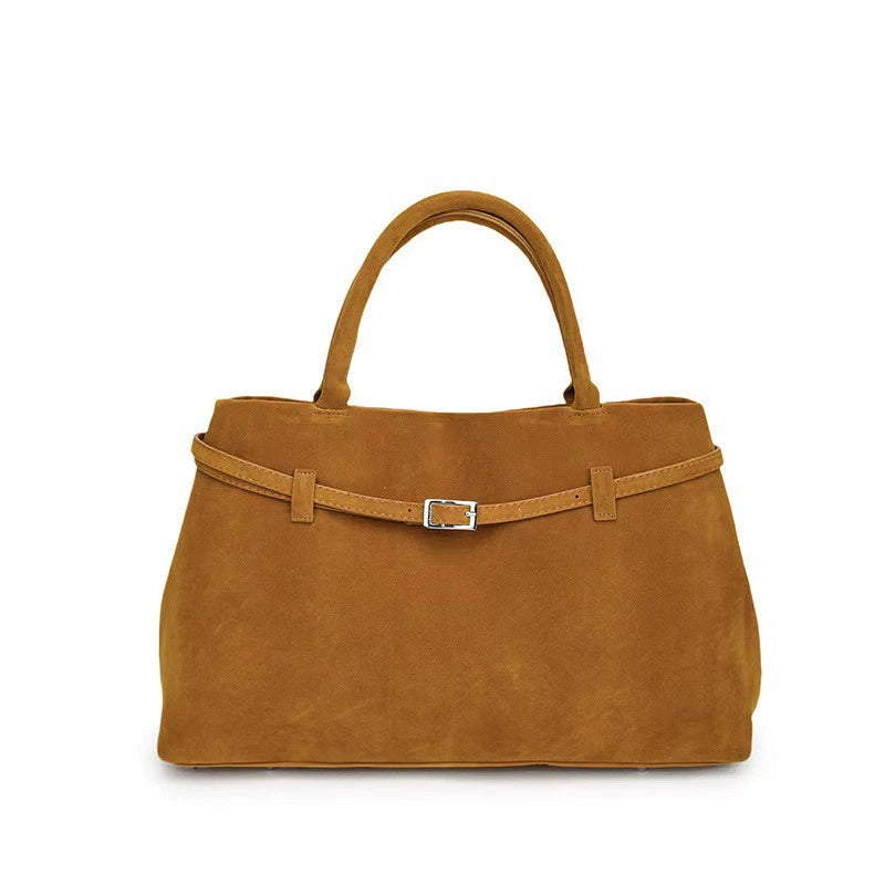 Decorative Design Solid Faux Suede Handbag Large Capacity Casual Tote Bags For Women Tote Design Portable Shoulder Bag