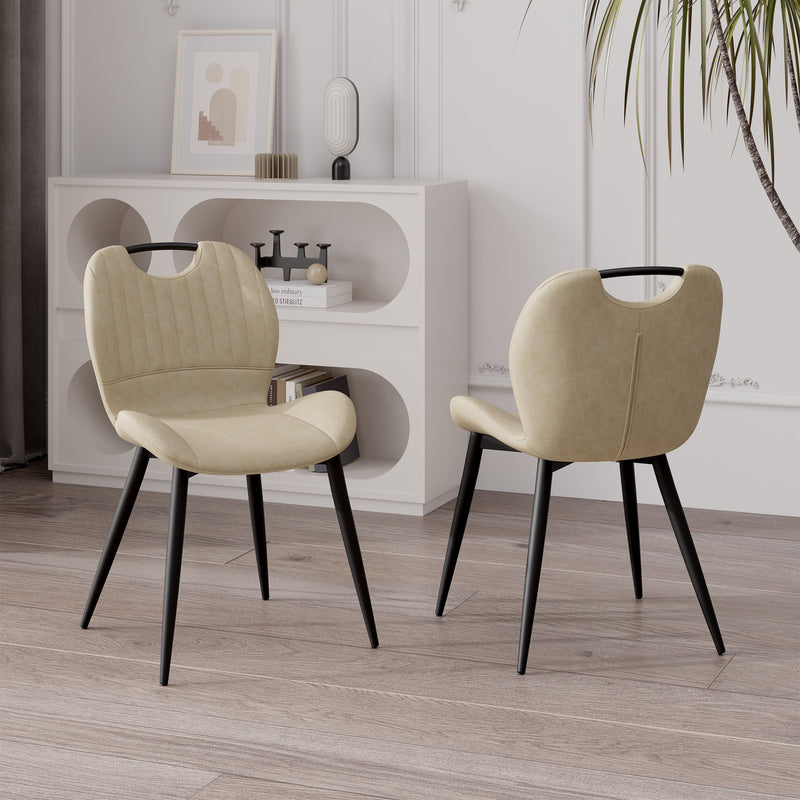 The modern dining chairs are covered by water-resistant quality leather, Armless Design ,Long-lasting Materials
