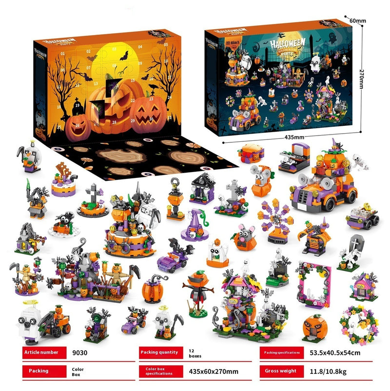 Halloween Pumpkin House Ghost House Building Blocks – Spooky Haunted House DIY Toy Set