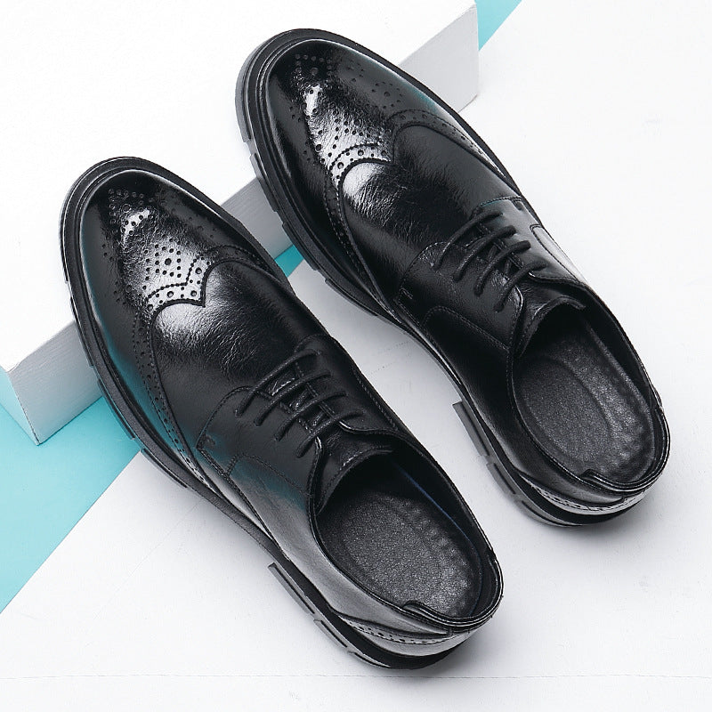Men's Cowhide Business Suit Casual Elevator Shoes