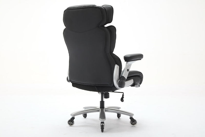 Big And Tall Office Chair 500lbs With Adjustable Lumbar Support, Executive Office Chair With Flip-up Armrest And Wider Seat, Ergonomic Leather Chair Breathable
