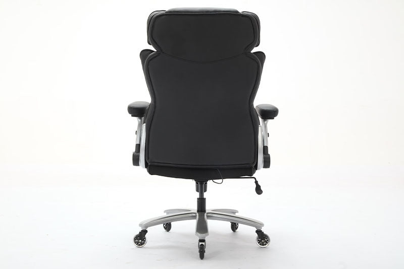 Big And Tall Office Chair 500lbs With Adjustable Lumbar Support, Executive Office Chair With Flip-up Armrest And Wider Seat, Ergonomic Leather Chair Breathable