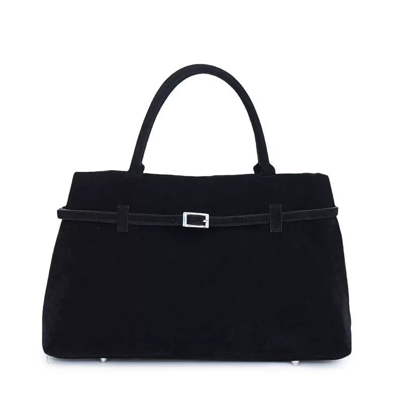 Decorative Design Solid Faux Suede Handbag Large Capacity Casual Tote Bags For Women Tote Design Portable Shoulder Bag
