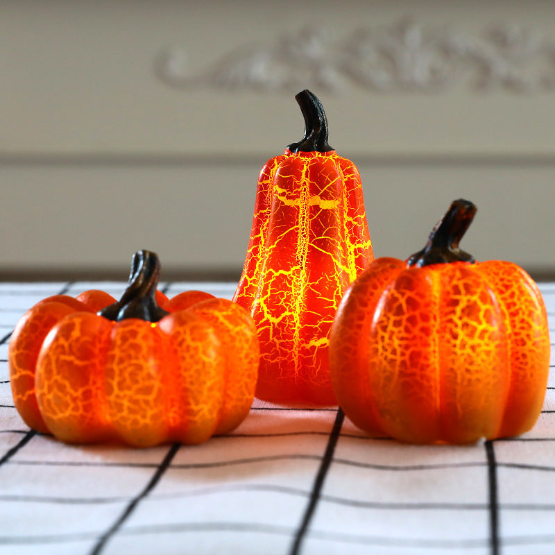Halloween Pumpkin Lantern – LED Candle Lamp, Resin Simulation Luminous Pumpkin Decor