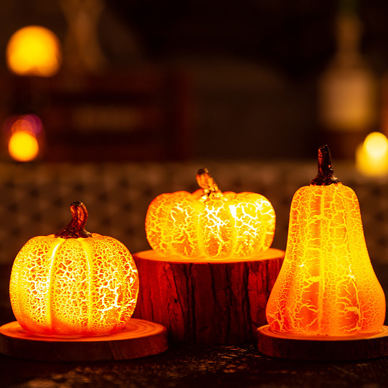 Halloween Pumpkin Lantern – LED Candle Lamp, Resin Simulation Luminous Pumpkin Decor