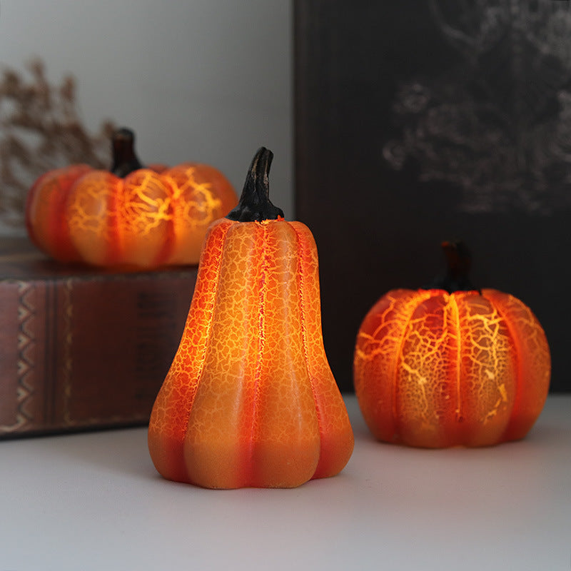 Halloween Pumpkin Lantern – LED Candle Lamp, Resin Simulation Luminous Pumpkin Decor