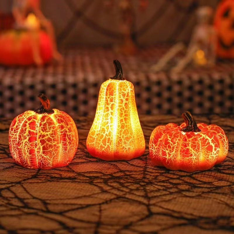 Halloween Pumpkin Lantern – LED Candle Lamp, Resin Simulation Luminous Pumpkin Decor