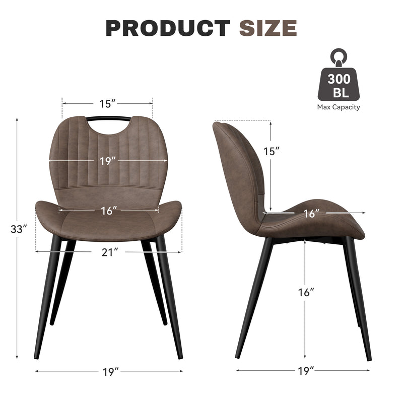The modern dining chairs are covered by water-resistant quality leather, Armless Design ,Long-lasting Materials