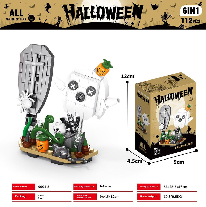 Halloween Pumpkin House Ghost House Building Blocks – Spooky Haunted House DIY Toy Set