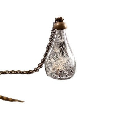 Vintage Handmade Fashion Dandelion Seed Glass Necklace