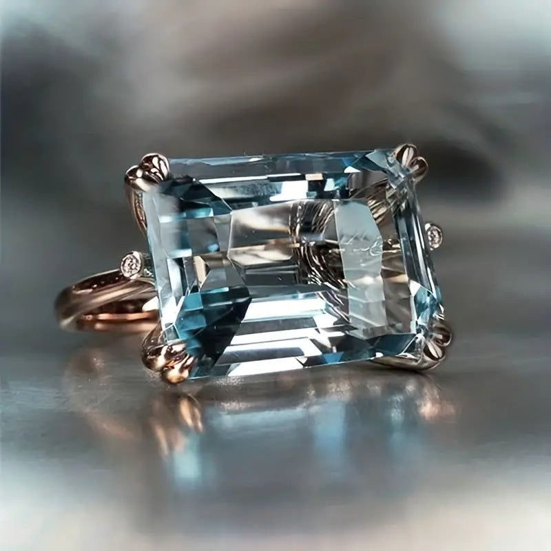 men's Fashion Personality Retro BlueWo Square Ring