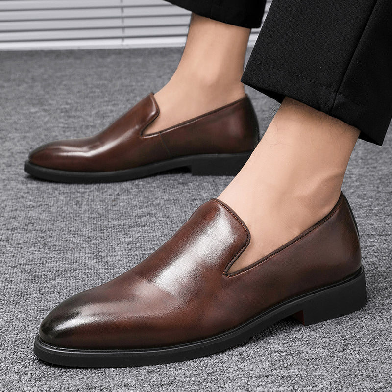 Men’s Black& Brown Leather Loafers – Classic Slip-On Dress Shoes for Formal & Casual Wear