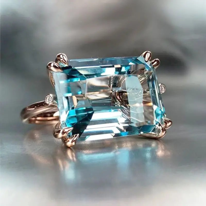 men's Fashion Personality Retro BlueWo Square Ring