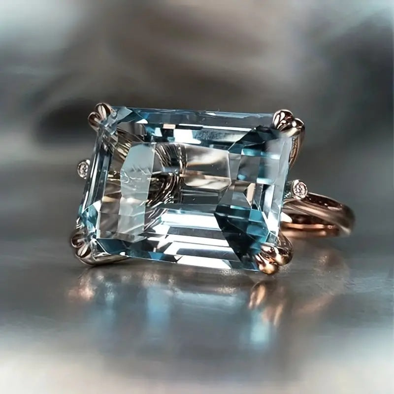 men's Fashion Personality Retro BlueWo Square Ring