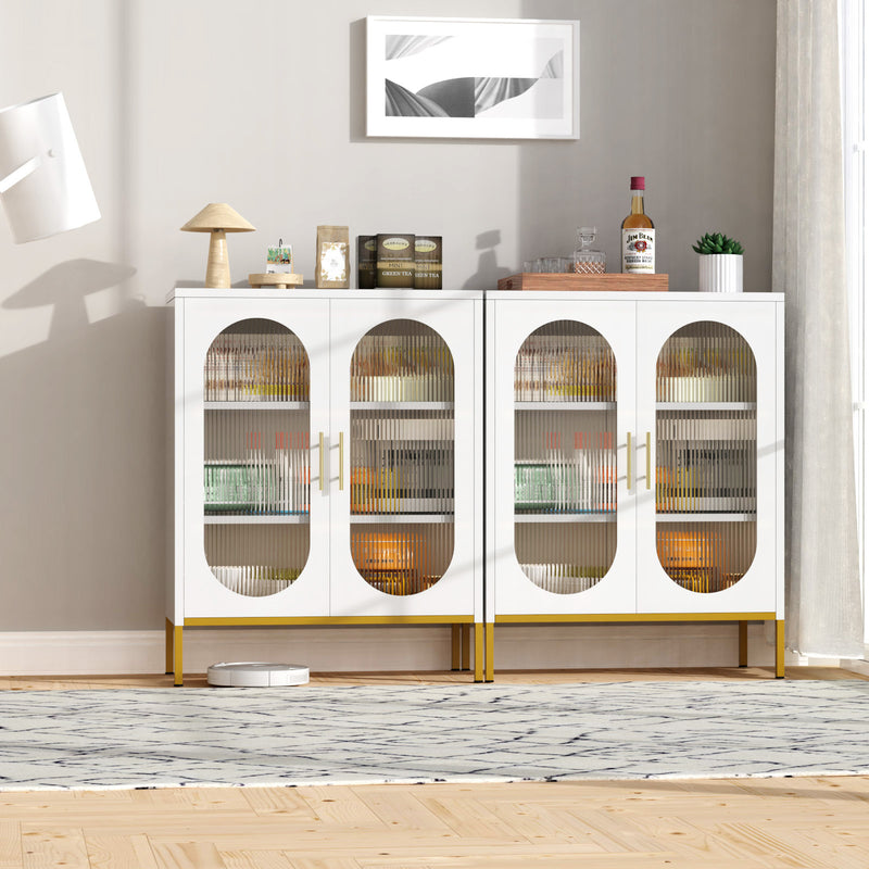 Fluted Glass 2-Door Cabinet