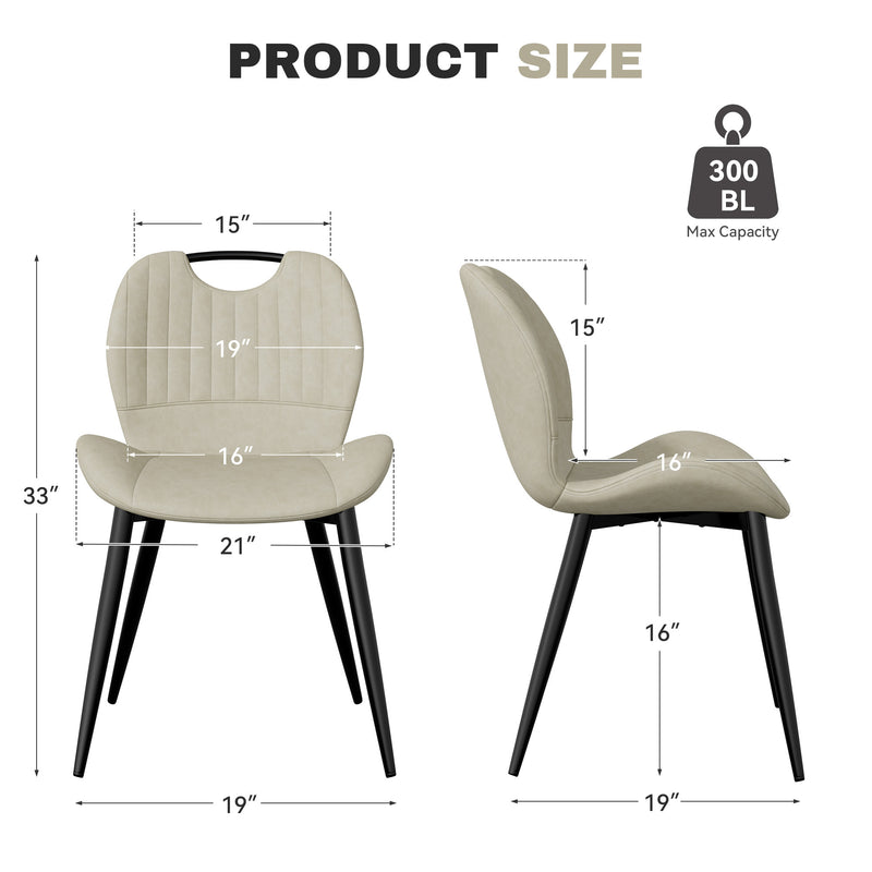 The modern dining chairs are covered by water-resistant quality leather, Armless Design ,Long-lasting Materials
