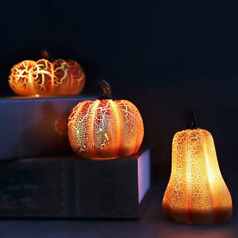 Halloween Pumpkin Lantern – LED Candle Lamp, Resin Simulation Luminous Pumpkin Decor