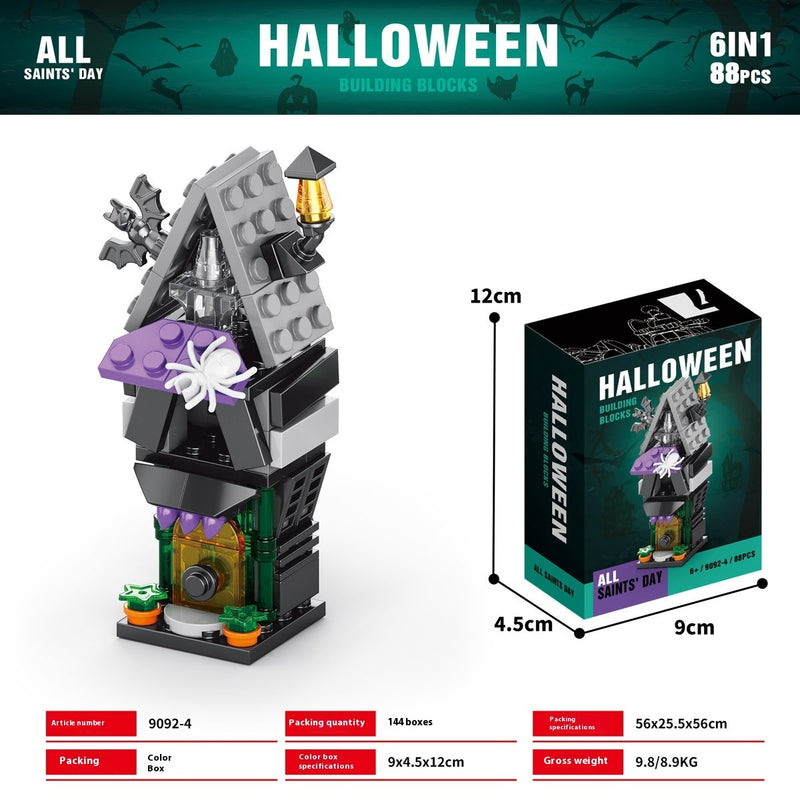 Halloween Pumpkin House Ghost House Building Blocks – Spooky Haunted House DIY Toy Set