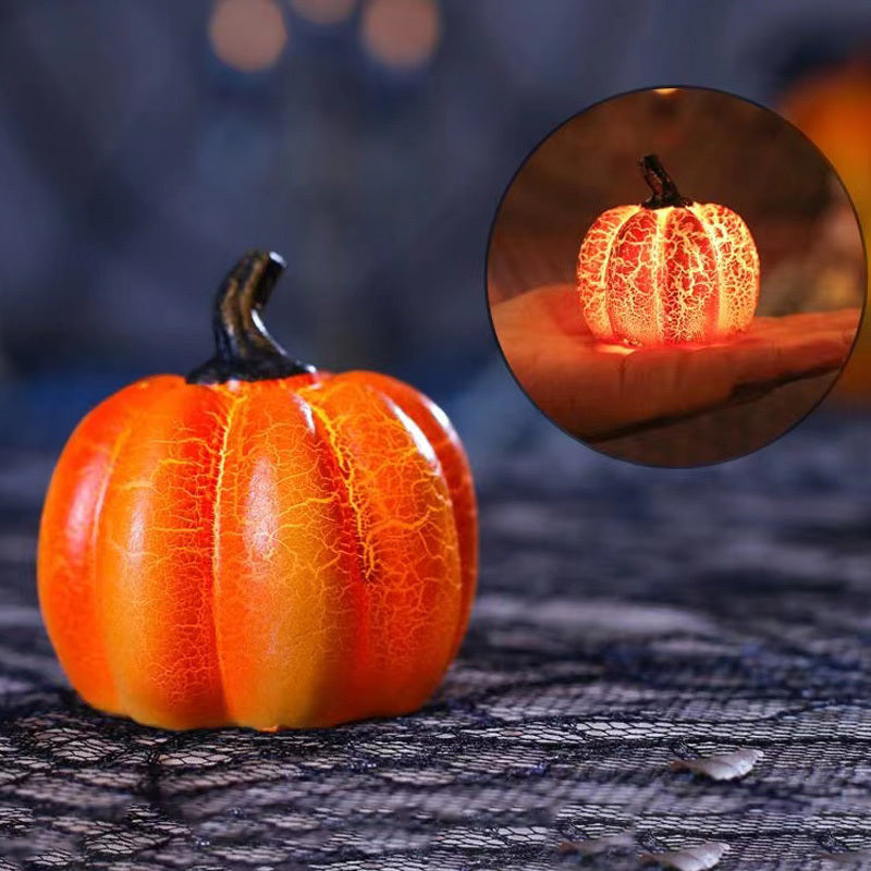 Halloween Pumpkin Lantern – LED Candle Lamp, Resin Simulation Luminous Pumpkin Decor